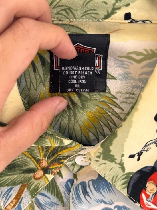 Harley-Davidson x Tori Richard 100% Silk Hawaiian Shirt XL Tropical Motorcycle - Picture 8 of 10